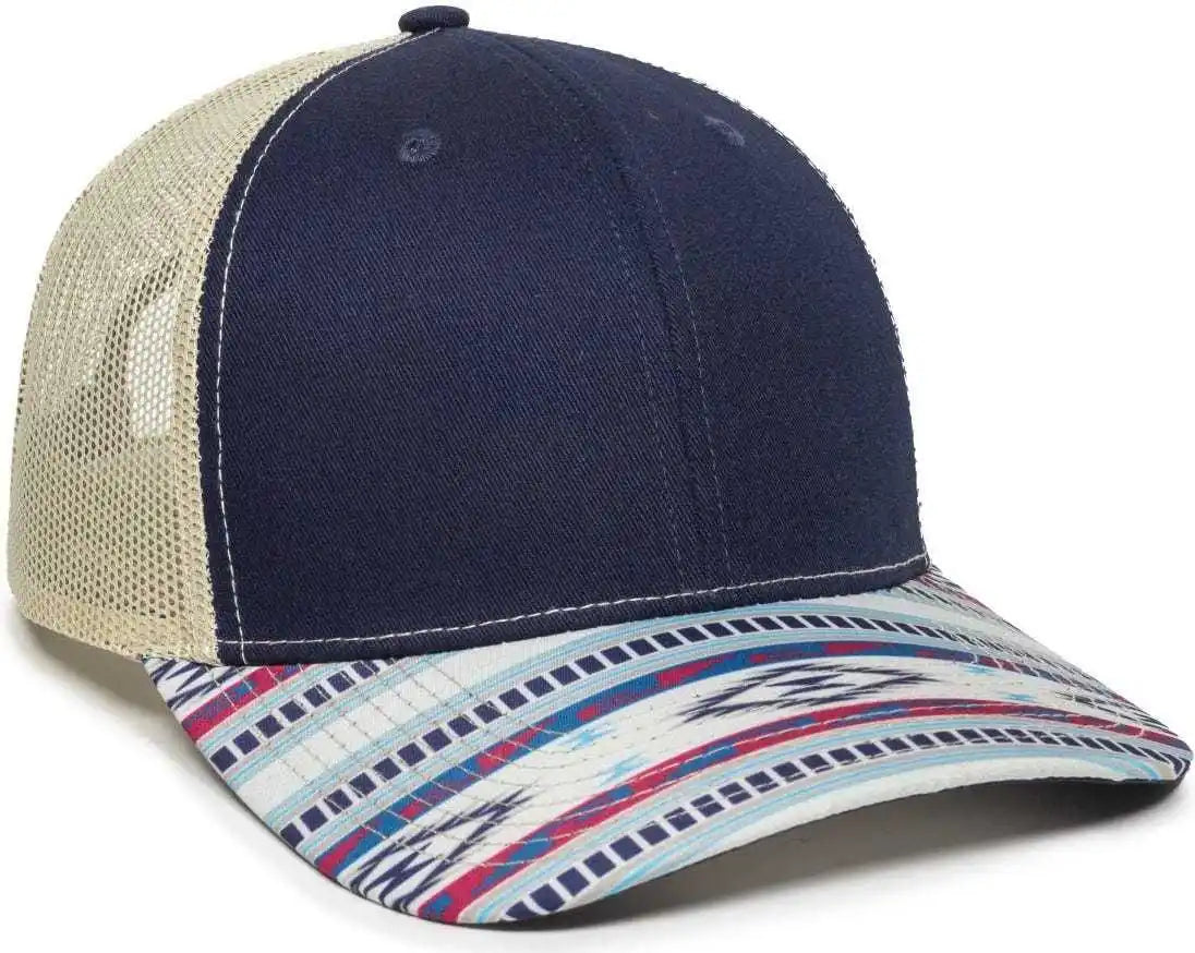 Oc Sports Oc771p Slight Pre-curved Sublimated Visor Cap - Navy Khaki - 6 7/8’’ - 7 1/2’’
