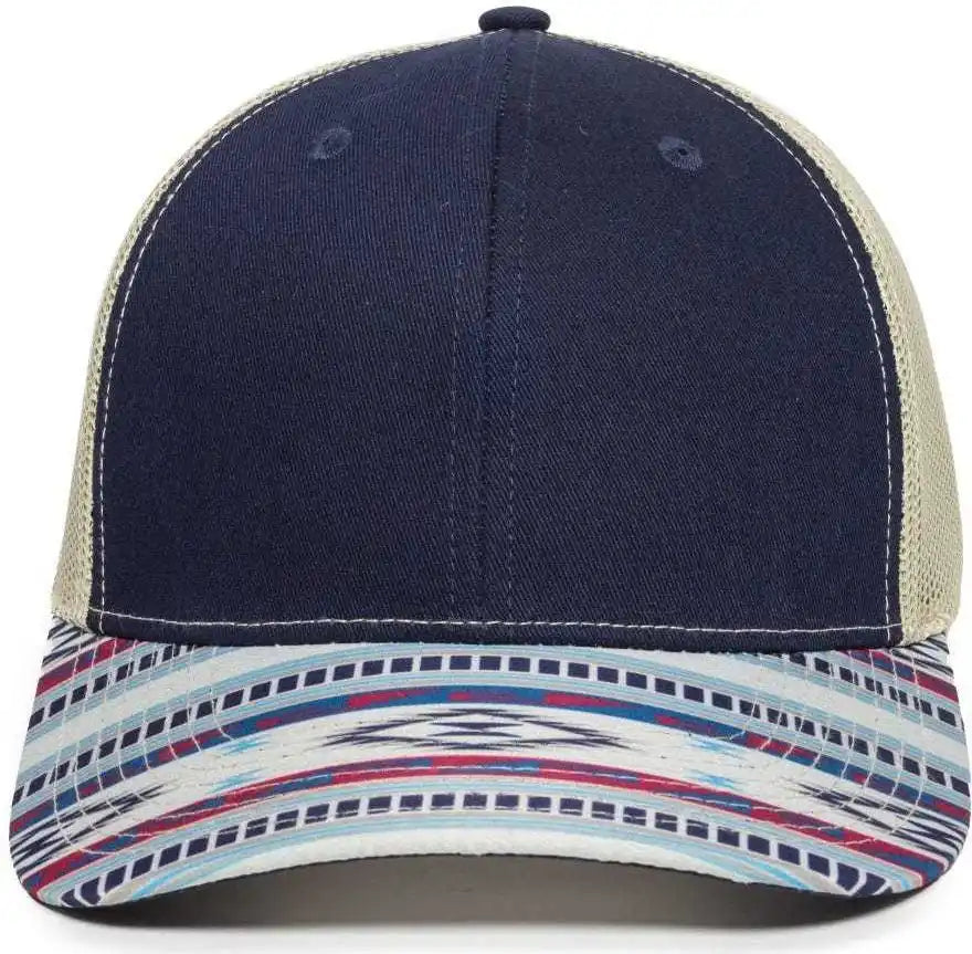 Oc Sports Oc771p Slight Pre-curved Sublimated Visor Cap - Navy Khaki - 6 7/8’’ - 7 1/2’’
