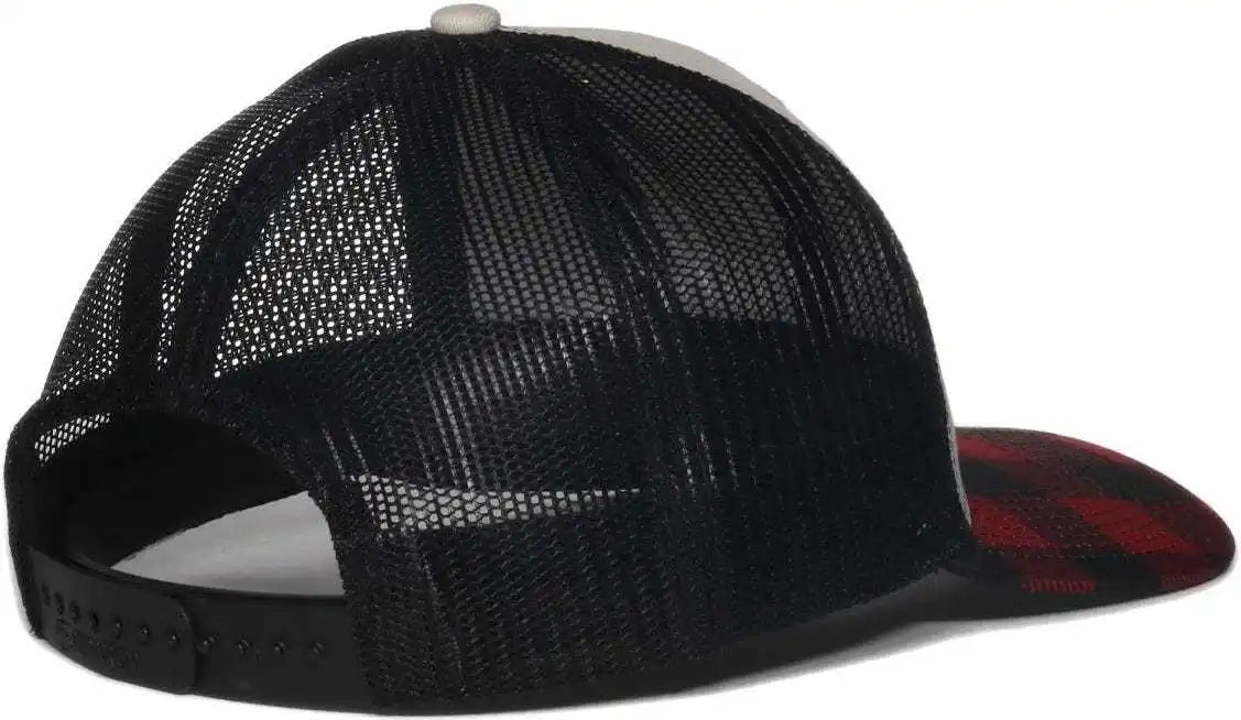 Oc Sports Oc771p Slight Pre-curved Sublimated Visor Cap - Stone Black Red Plaid - 6 7/8’’ - 7 1/2’’