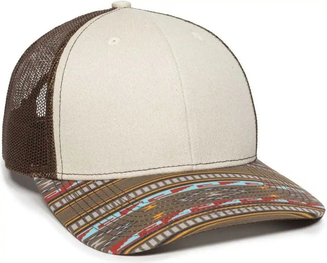 Oc Sports Oc771p Slight Pre-curved Sublimated Visor Cap - Stone Brown Gold - Light Gray / 6 7/8’’ - 7 1/2’’