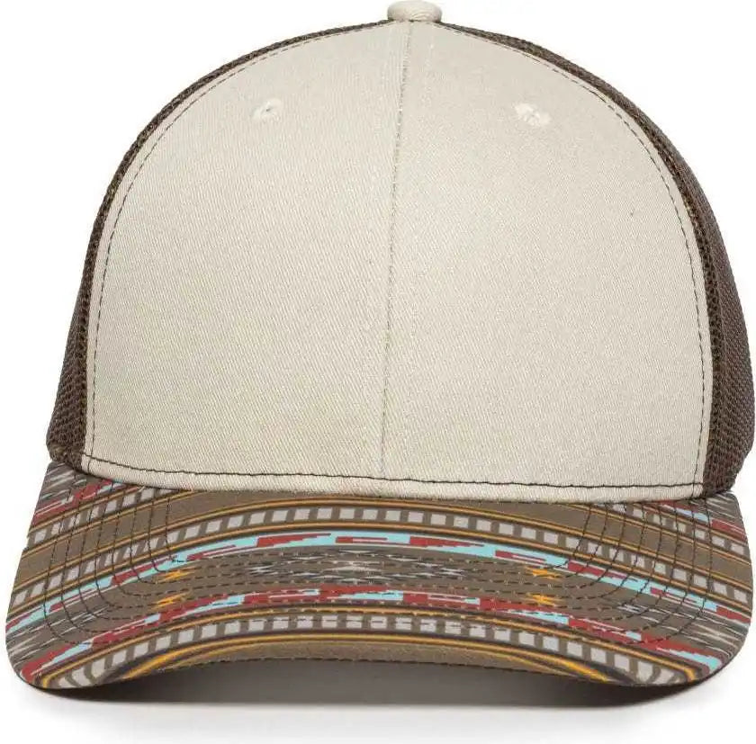 Oc Sports Oc771p Slight Pre-curved Sublimated Visor Cap - Stone Brown Gold - Light Gray / 6 7/8’’ - 7 1/2’’