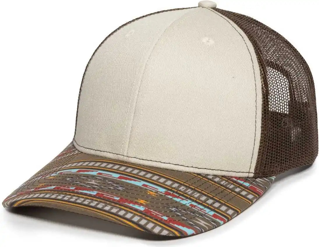 Oc Sports Oc771p Slight Pre-curved Sublimated Visor Cap - Stone Brown Gold - Light Gray / 6 7/8’’ - 7 1/2’’