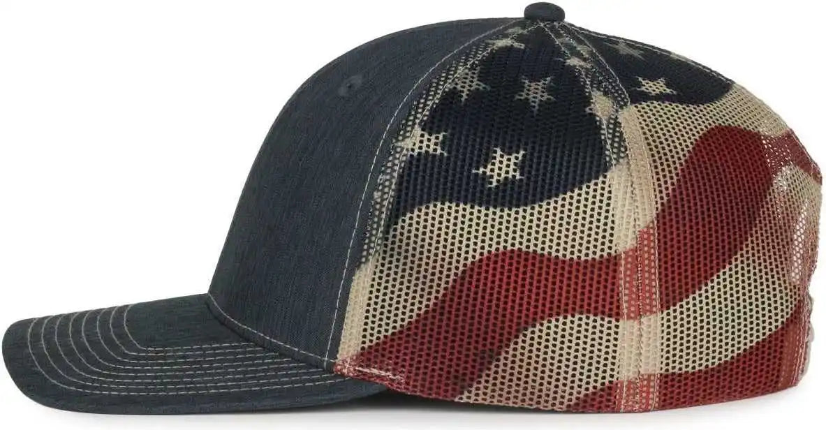 Oc Sports Oc771pm Mesh Back Mexican Flag Cap - Ln Heathered Navy Tan - Osfm