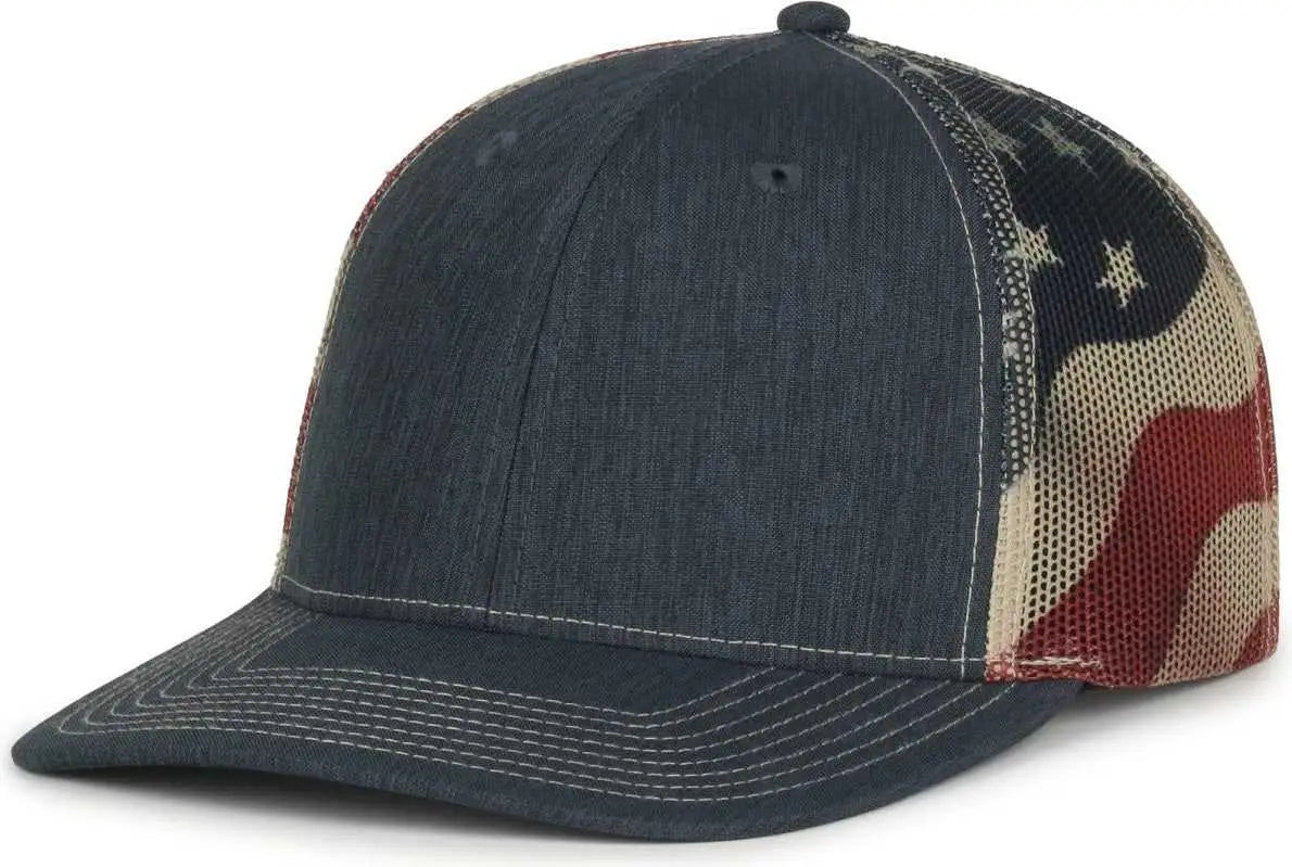 Oc Sports Oc771pm Mesh Back Mexican Flag Cap - Ln Heathered Navy Tan - Osfm