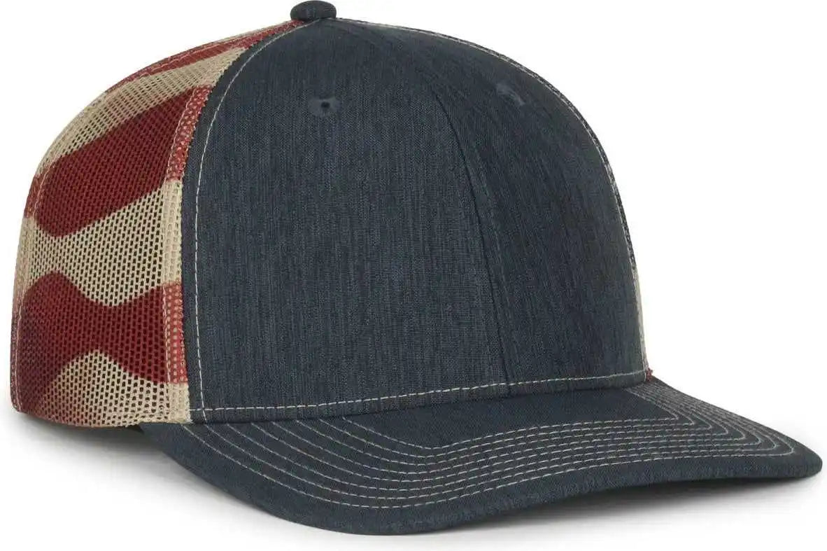 Oc Sports Oc771pm Mesh Back Mexican Flag Cap - Ln Heathered Navy Tan - Osfm