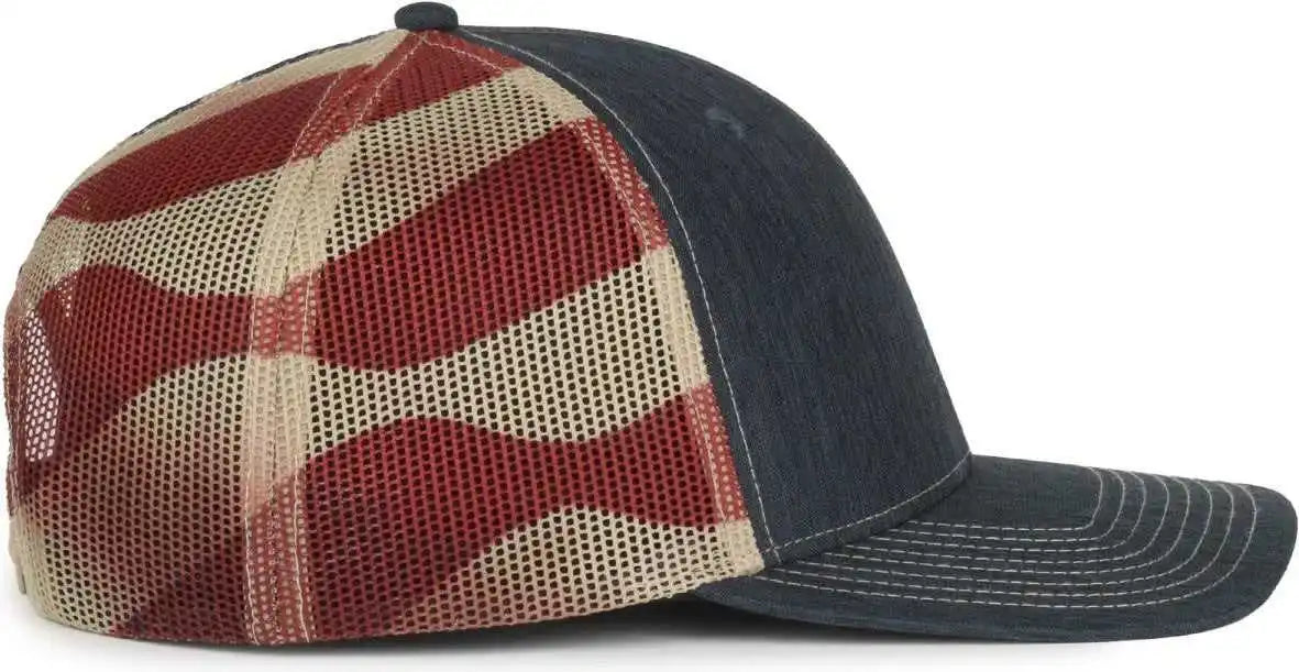 Oc Sports Oc771pm Mesh Back Mexican Flag Cap - Ln Heathered Navy Tan - Osfm