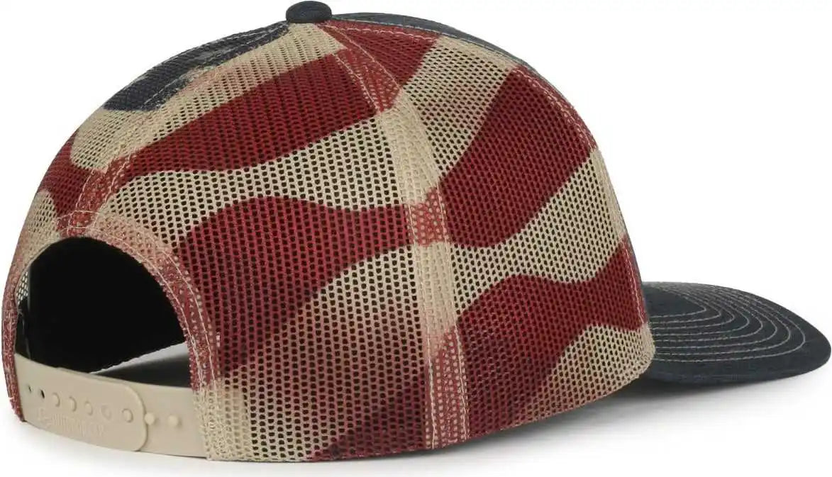 Oc Sports Oc771pm Mesh Back Mexican Flag Cap - Ln Heathered Navy Tan - Osfm