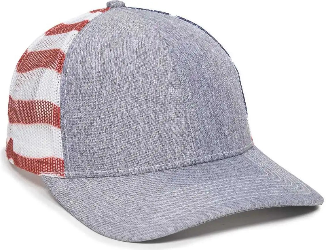 Oc Sports Oc771pm Mesh Back Usa Flag Cap - Ln Heathered Gray - 6 7/8’’ - 7 1/2’’
