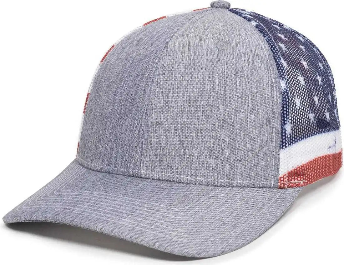 Oc Sports Oc771pm Mesh Back Usa Flag Cap - Ln Heathered Gray - 6 7/8’’ - 7 1/2’’