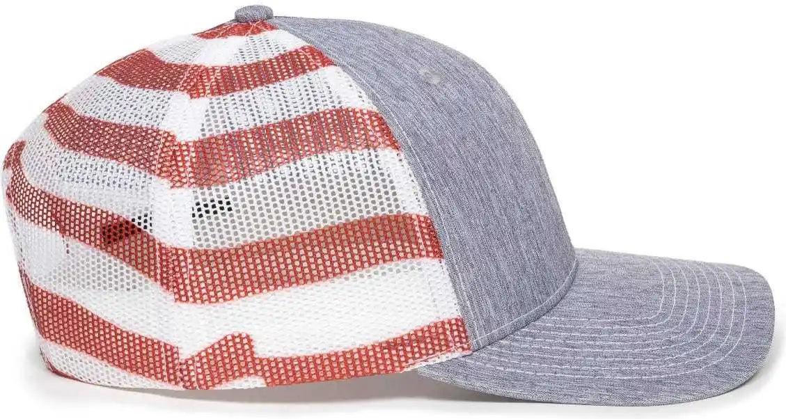 Oc Sports Oc771pm Mesh Back Usa Flag Cap - Ln Heathered Gray - 6 7/8’’ - 7 1/2’’