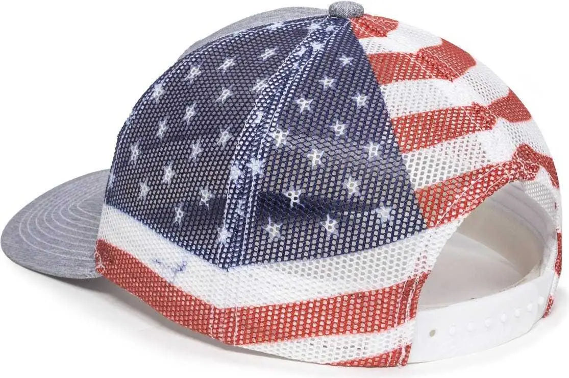 Oc Sports Oc771pm Mesh Back Usa Flag Cap - Ln Heathered Gray