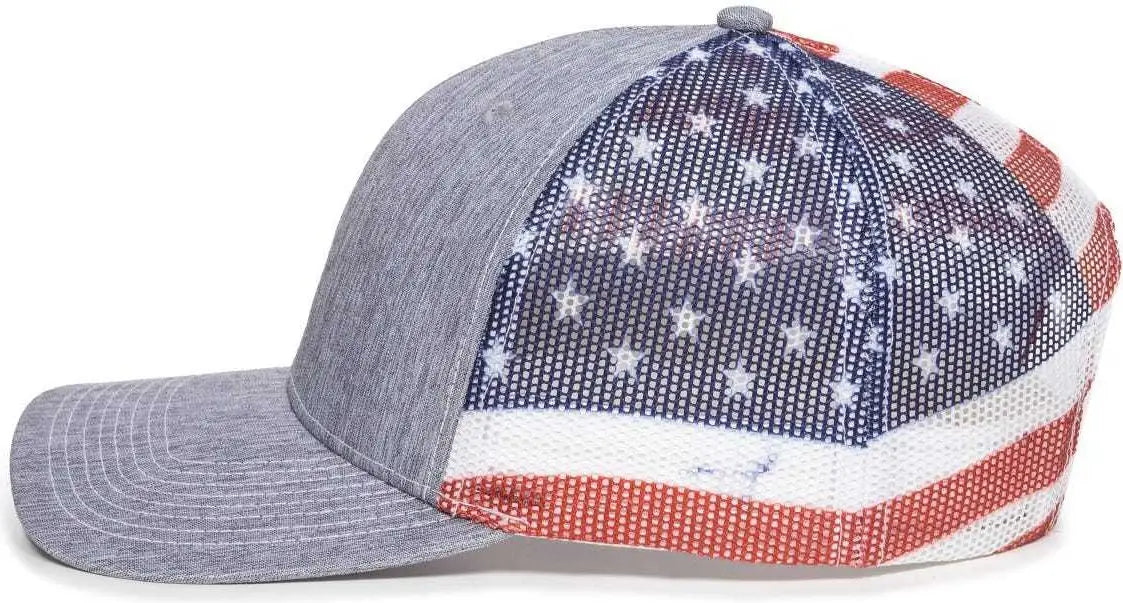 Oc Sports Oc771pm Mesh Back Usa Flag Cap - Ln Heathered Gray