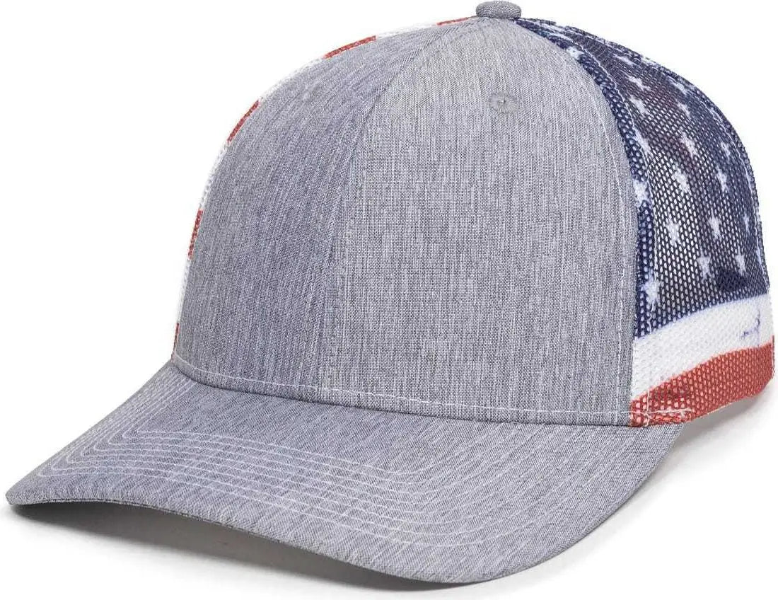 Oc Sports Oc771pm Mesh Back Usa Flag Cap - Ln Heathered Gray
