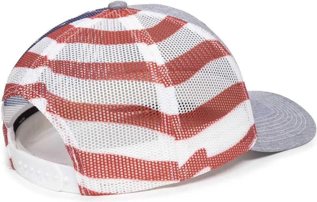 Oc Sports Oc771pm Mesh Back Usa Flag Cap - Ln Heathered Gray