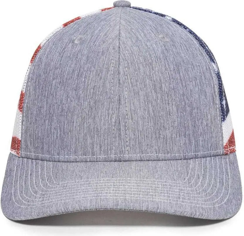 Oc Sports Oc771pm Mesh Back Usa Flag Cap - Ln Heathered Gray