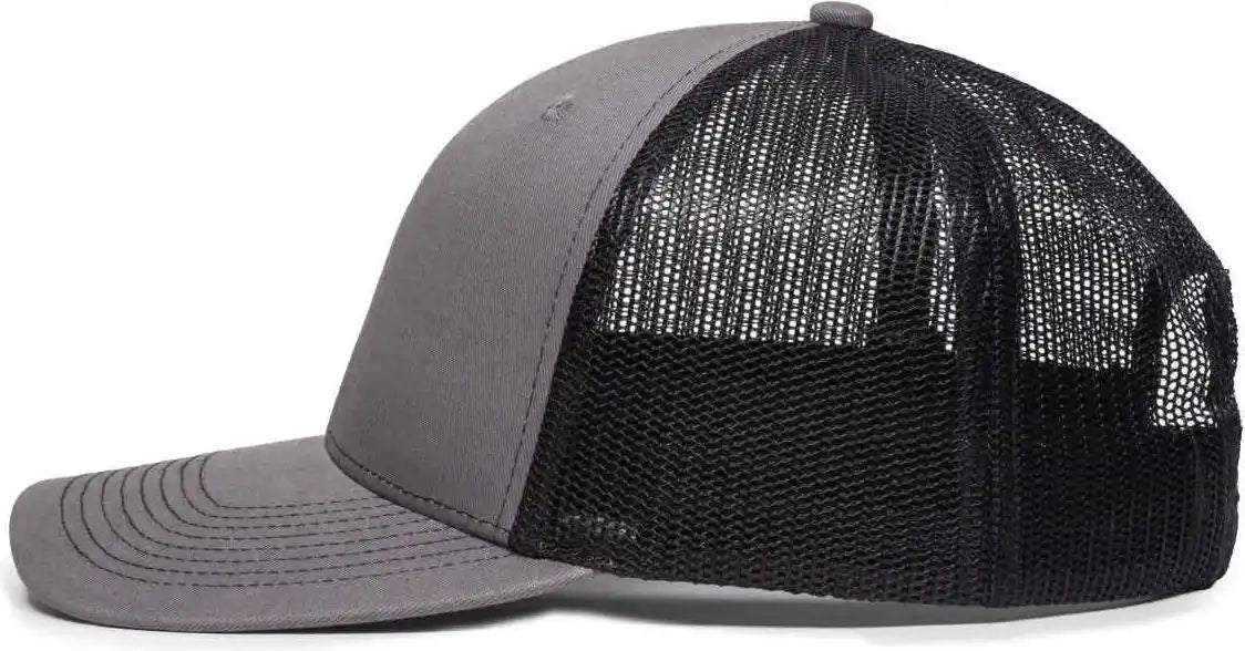 Oc Sports Oc771v Adjustable Mesh Back Cap - Charcoal Black - Dark Gray / 6 7/8’’ - 7 1/2’’