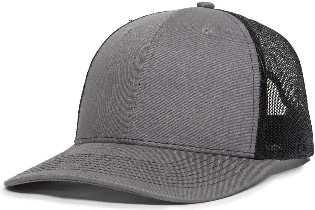 Oc Sports Oc771v Adjustable Mesh Back Cap - Charcoal Black - Dark Gray / 6 7/8’’ - 7 1/2’’