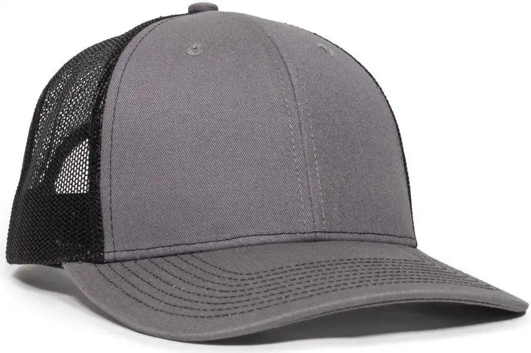 Oc Sports Oc771v Adjustable Mesh Back Cap - Charcoal Black - Dark Gray / 6 7/8’’ - 7 1/2’’
