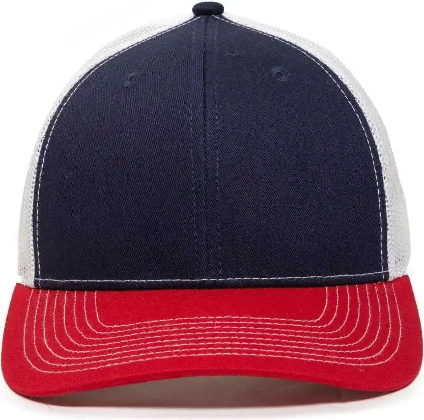 Oc Sports Oc771v Adjustable Mesh Back Cap - Navy White Red - 6 7/8’’ - 7 1/2’’