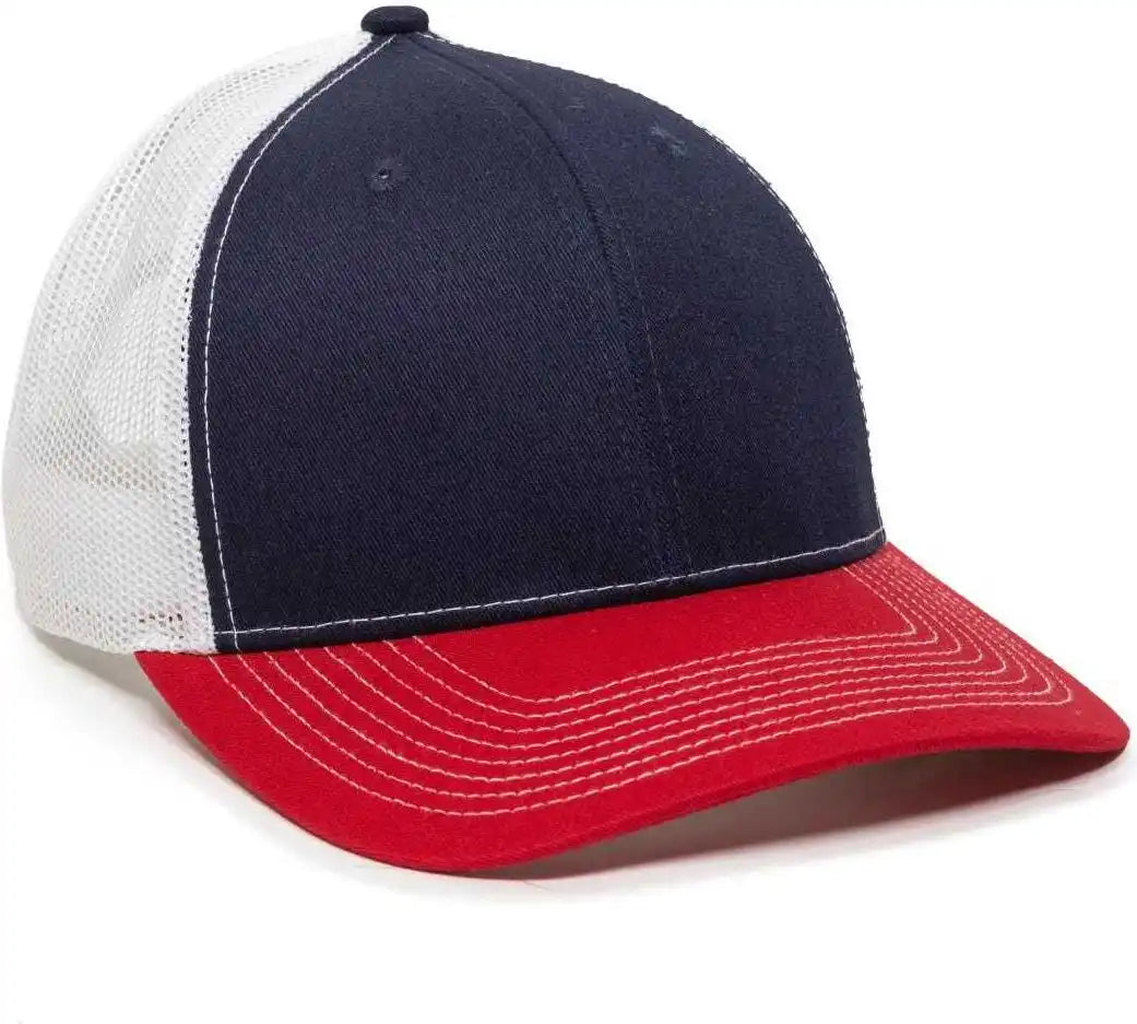 Oc Sports Oc771v Adjustable Mesh Back Cap - Navy White Red - 6 7/8’’ - 7 1/2’’