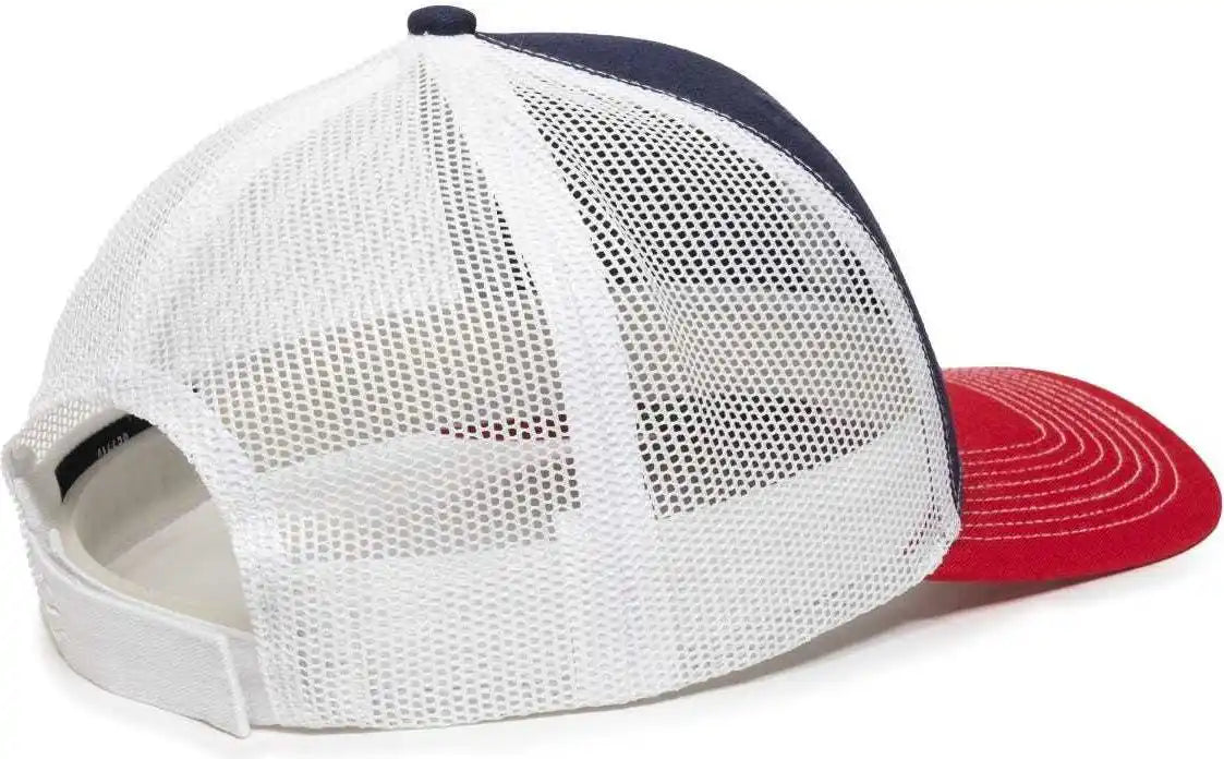 Oc Sports Oc771v Adjustable Mesh Back Cap - Navy White Red - 6 7/8’’ - 7 1/2’’
