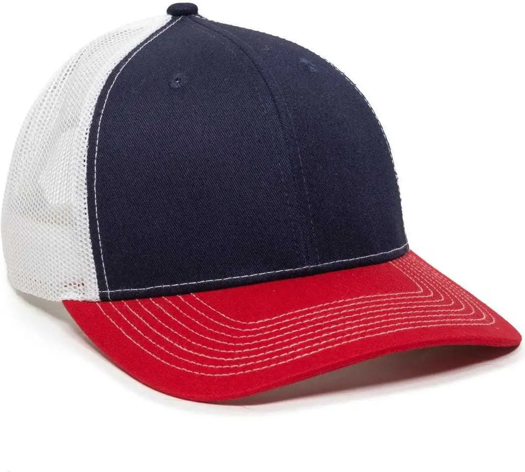 Oc Sports Oc771v Adjustable Mesh Back Cap - Navy White Red - 6 7/8’’ - 7 1/2’’