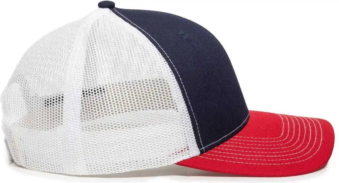 Oc Sports Oc771v Adjustable Mesh Back Cap - Navy White Red - 6 7/8’’ - 7 1/2’’