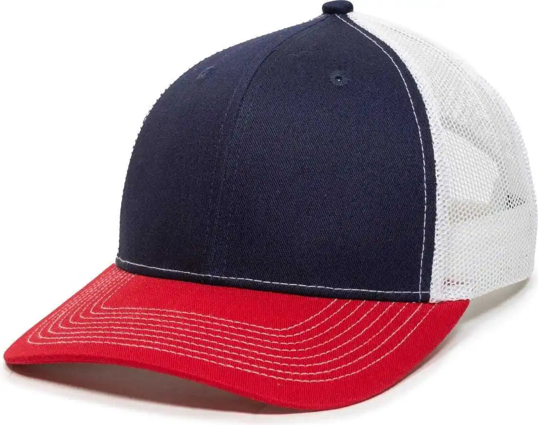 Oc Sports Oc771v Adjustable Mesh Back Cap - Navy White Red - 6 7/8’’ - 7 1/2’’