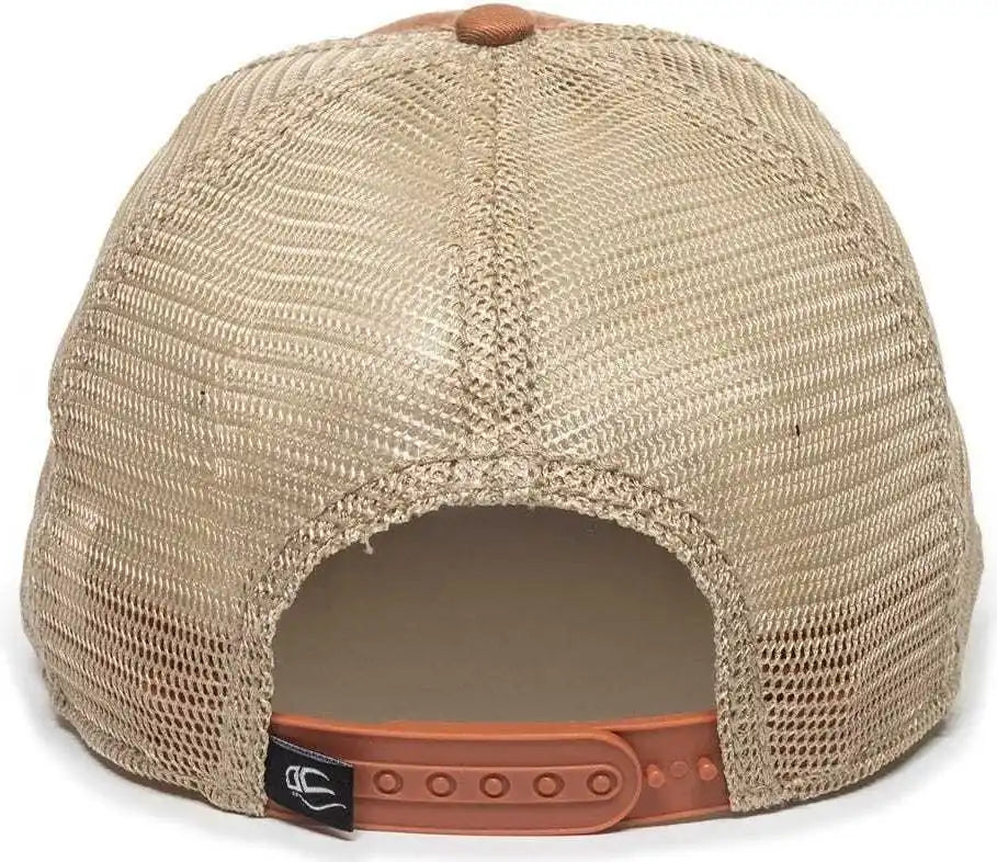 Oc Sports Oc801 Washed Adjustable Tea-stained Mesh Back Panels Cap - Rust Tea Stain - Burnt Orange Ivory / 6 7/8’’ - 7