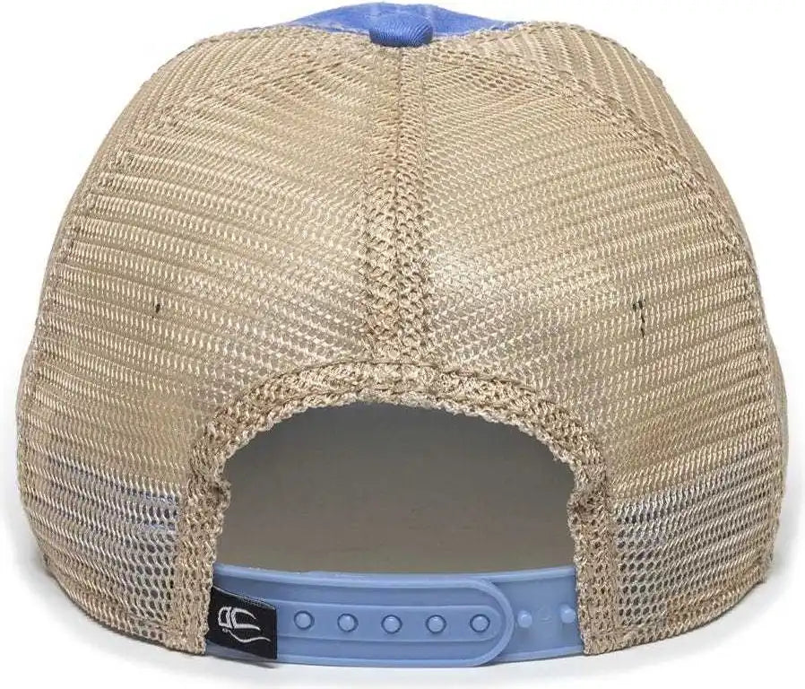 Oc Sports Oc801 Washed Adjustable Tea-stained Mesh Back Panels Cap - Bahama Blue Tea Stain - Ivory / 6 7/8’’ - 7 1/2’’