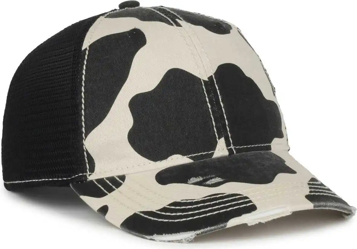 Oc Sports Oc801p Pattern on Front Panels and Visor Cap - Holstein Black - Osfm