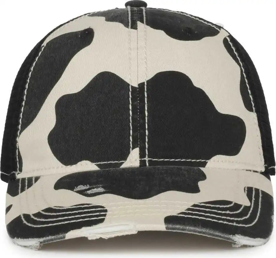 Oc Sports Oc801p Pattern on Front Panels and Visor Cap - Holstein Black - Osfm