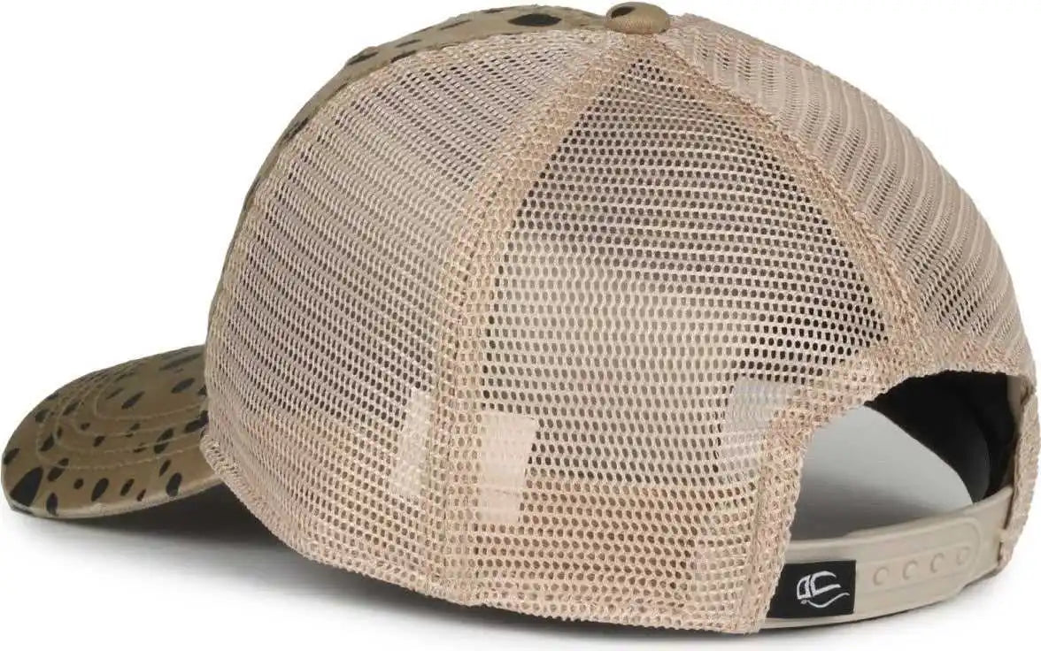 Oc Sports Oc801p Pattern on Front Panels and Visor Cap - Modern Cheetah Tea Stain - Osfm