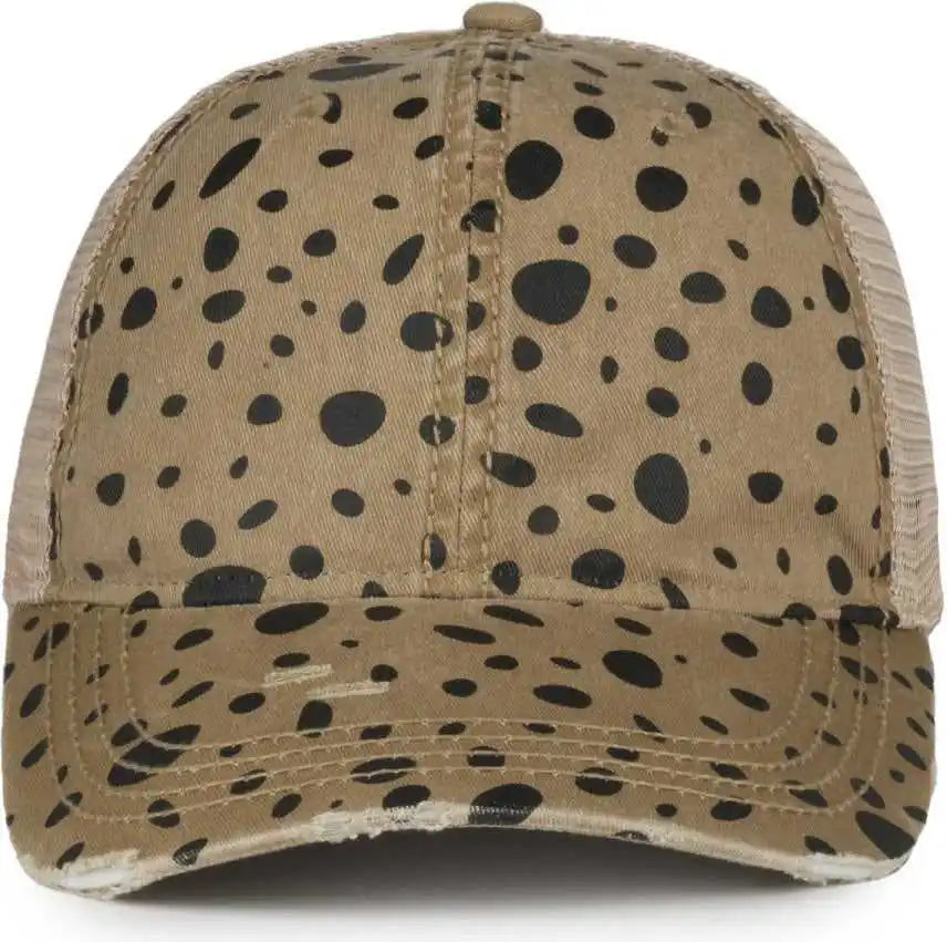 Oc Sports Oc801p Pattern on Front Panels and Visor Cap - Modern Cheetah Tea Stain - Osfm