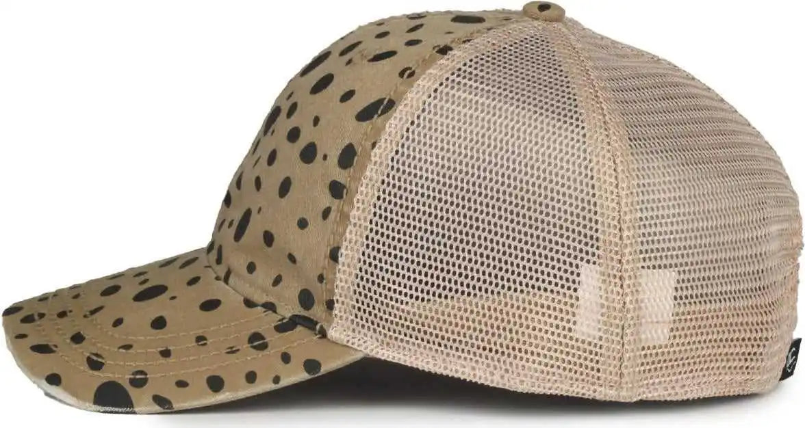 Oc Sports Oc801p Pattern on Front Panels and Visor Cap - Modern Cheetah Tea Stain - Osfm