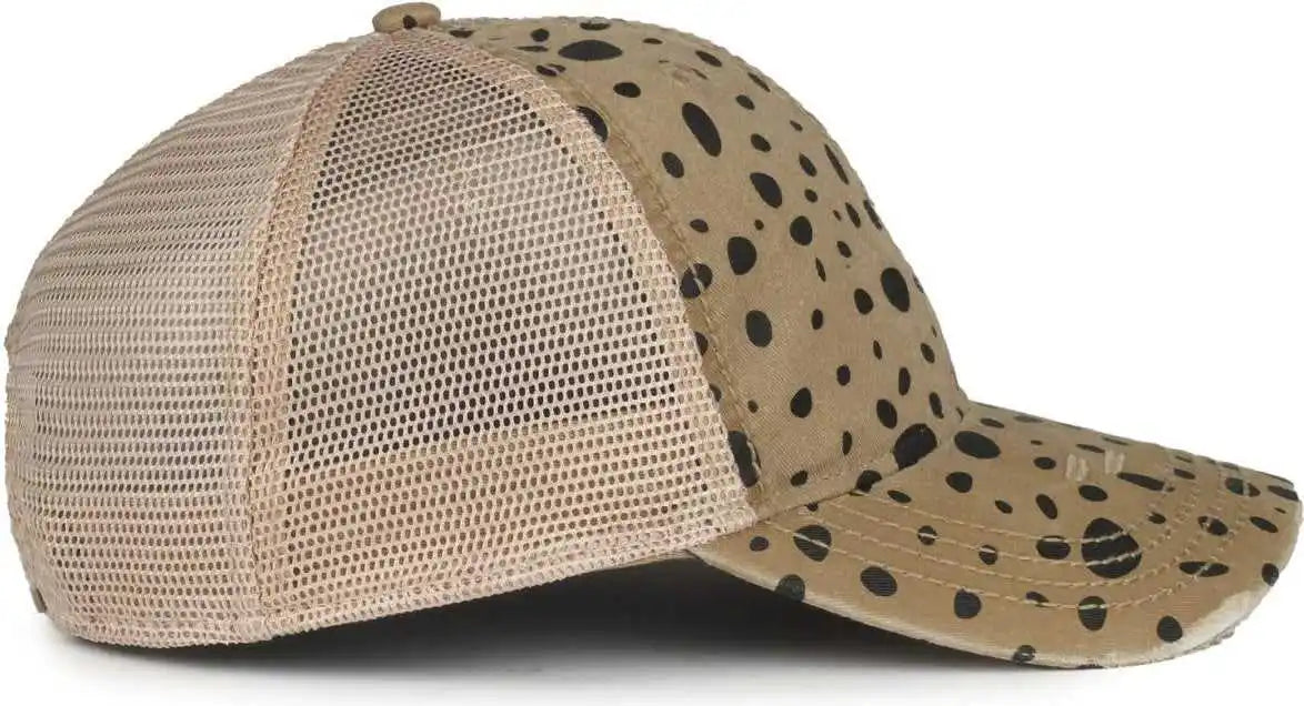 Oc Sports Oc801p Pattern on Front Panels and Visor Cap - Modern Cheetah Tea Stain - Osfm