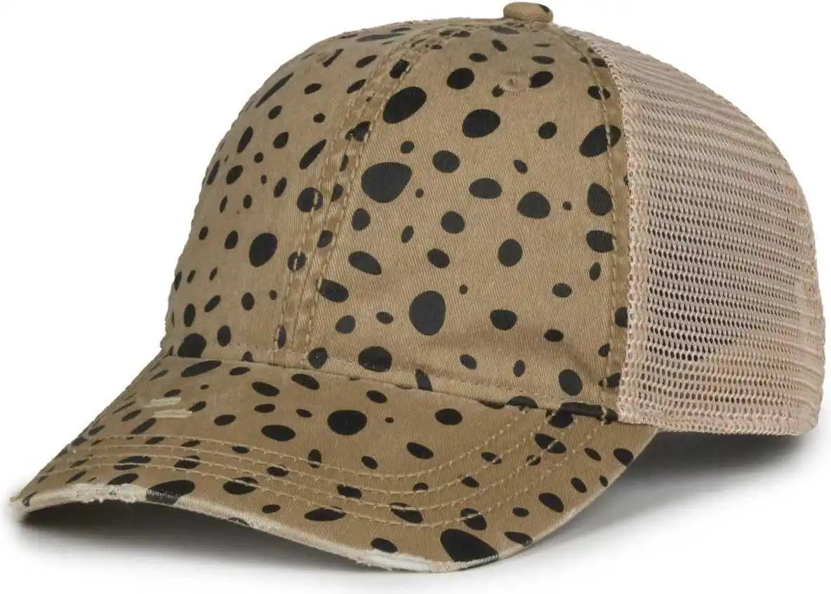 Oc Sports Oc801p Pattern on Front Panels and Visor Cap - Modern Cheetah Tea Stain - Osfm