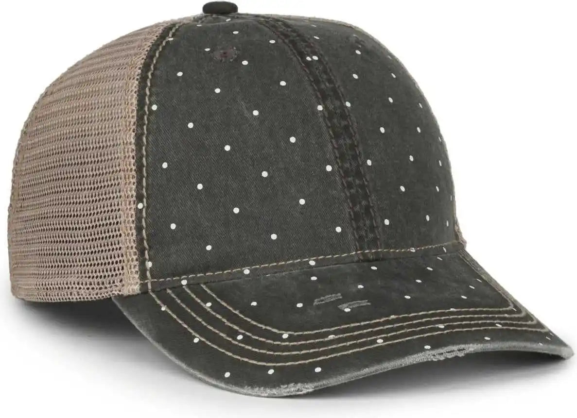 Oc Sports Oc801p Pattern on Front Panels and Visor Cap - Polka Dot Tea Stain - Osfm