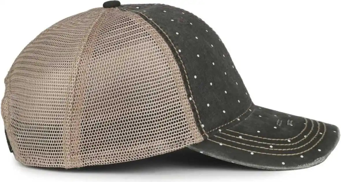 Oc Sports Oc801p Pattern on Front Panels and Visor Cap - Polka Dot Tea Stain - Osfm