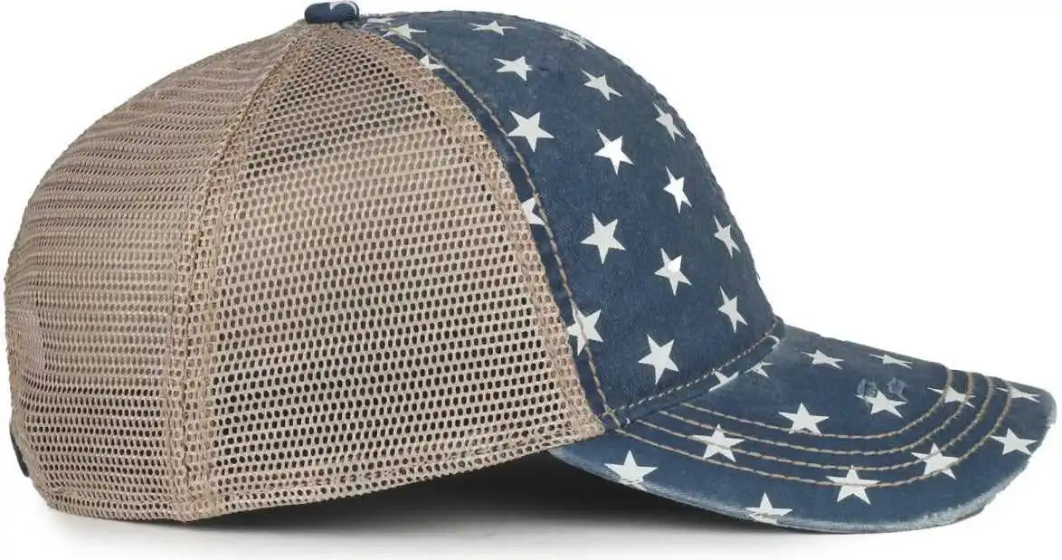 Oc Sports Oc801p Pattern on Front Panels and Visor Cap - Stars Tea Stain - Osfm
