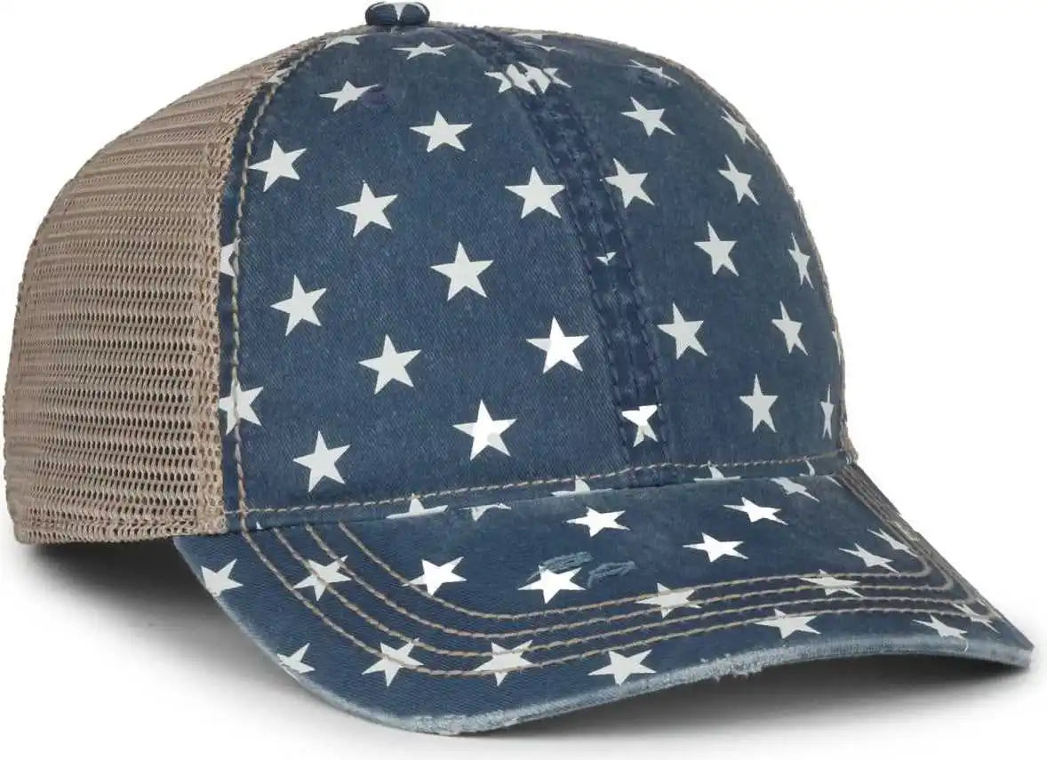Oc Sports Oc801p Pattern on Front Panels and Visor Cap - Stars Tea Stain - Osfm