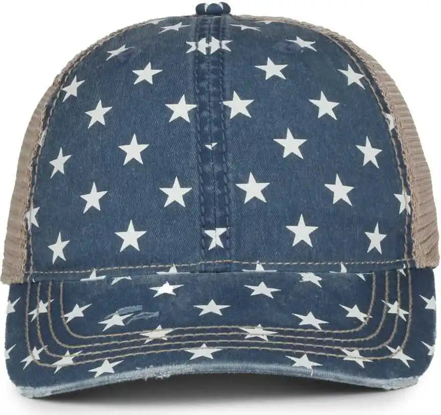 Oc Sports Oc801p Pattern on Front Panels and Visor Cap - Stars Tea Stain - Osfm