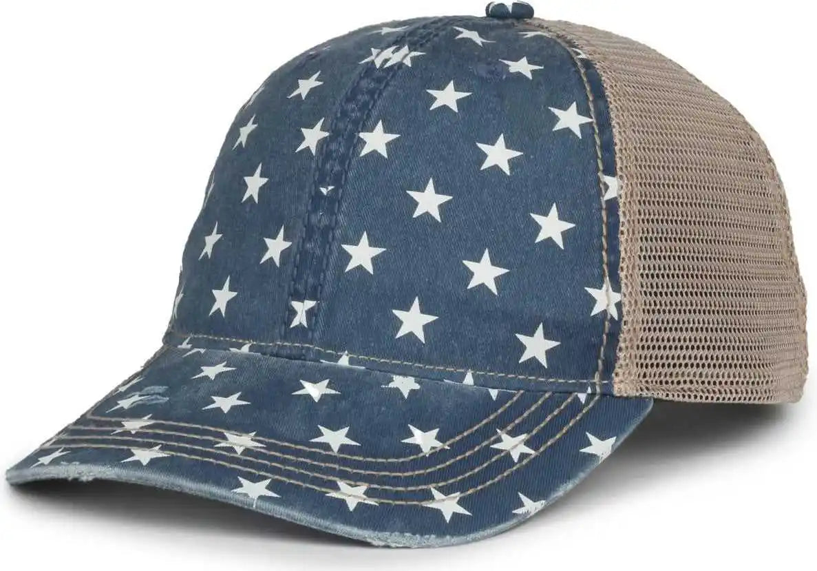 Oc Sports Oc801p Pattern on Front Panels and Visor Cap - Stars Tea Stain - Osfm