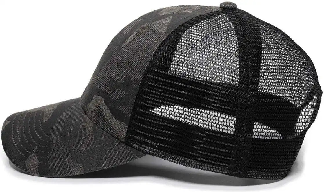 Oc Sports Oc802 Adjustable Etched Camo Canvas Front Panels Mesh Back Cap - Gray Black - 6 7/8’’ - 7 1/2’’