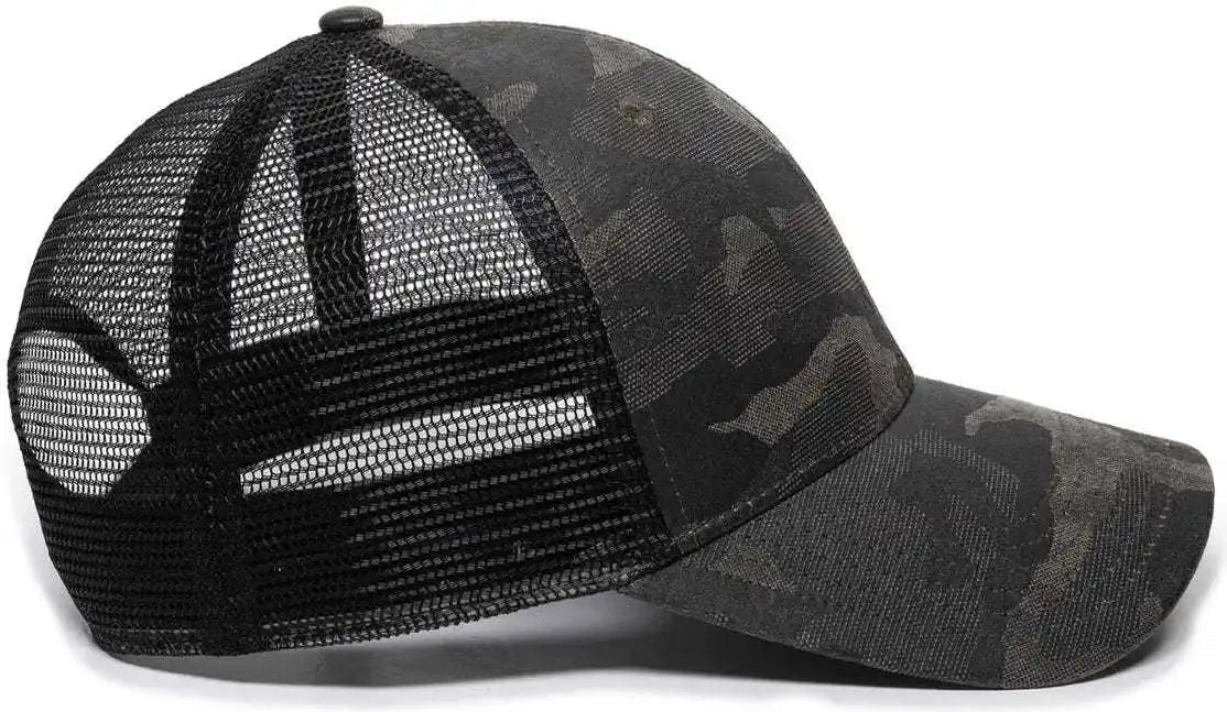 Oc Sports Oc802 Adjustable Etched Camo Canvas Front Panels Mesh Back Cap - Gray Black - 6 7/8’’ - 7 1/2’’