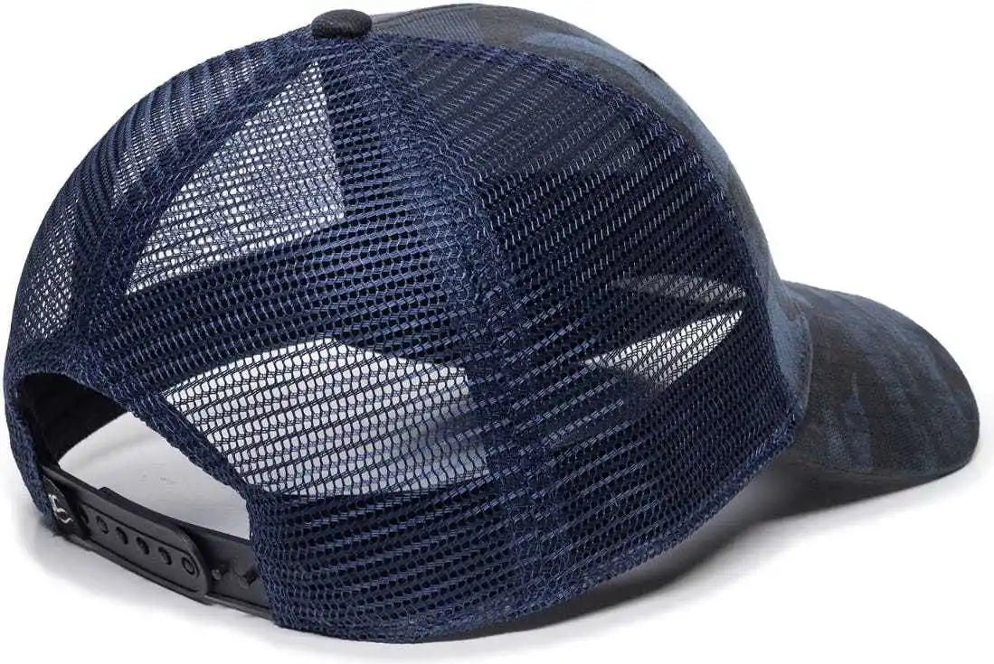 Oc Sports Oc802 Adjustable Etched Camo Canvas Front Panels Mesh Back Cap - Blue Navy - 6 7/8’’ - 7 1/2’’