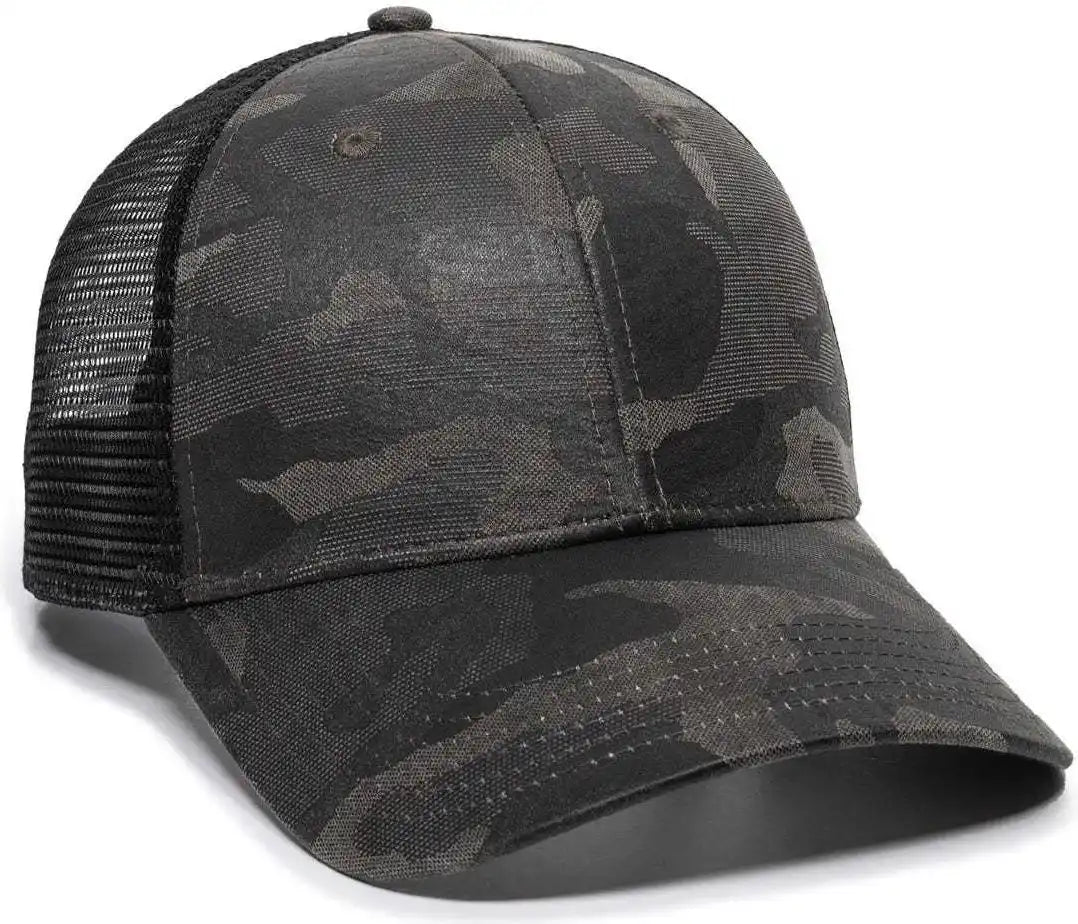 Oc Sports Oc802 Adjustable Etched Camo Canvas Front Panels Mesh Back Cap - Gray Black - 6 7/8’’ - 7 1/2’’