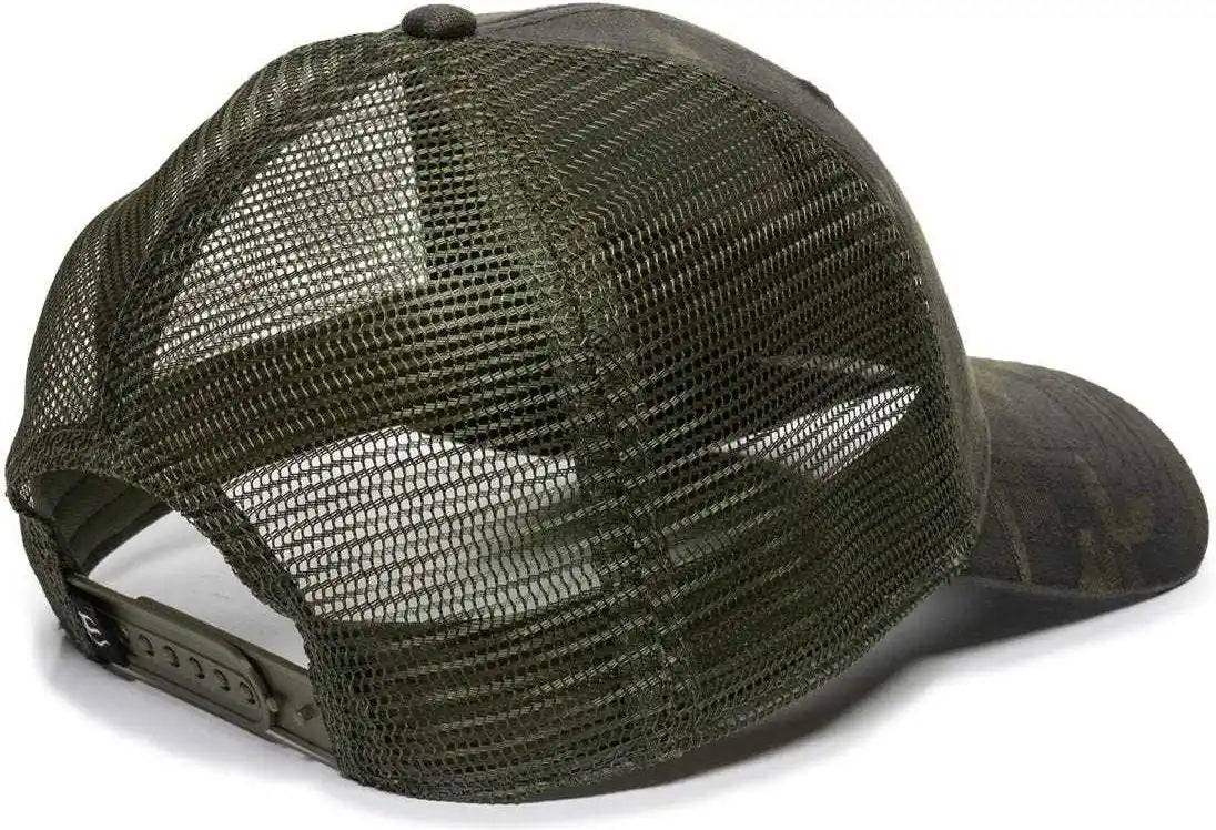 Oc Sports Oc802 Adjustable Etched Camo Canvas Front Panels Mesh Back Cap - Olive - 6 7/8’’ - 7 1/2’’