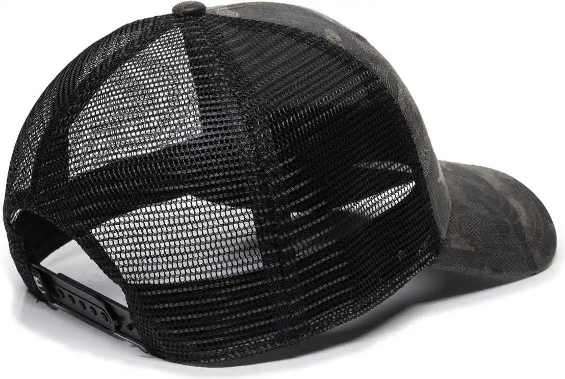 Oc Sports Oc802 Adjustable Etched Camo Canvas Front Panels Mesh Back Cap - Gray Black - 6 7/8’’ - 7 1/2’’