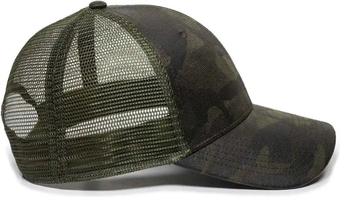 Oc Sports Oc802 Adjustable Etched Camo Canvas Front Panels Mesh Back Cap - Olive - 6 7/8’’ - 7 1/2’’